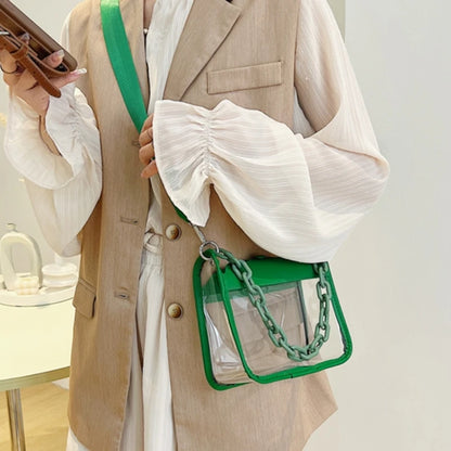 Summer Women Clear Transparent Crossbody Bag Female PVC Handbags and Purses Acrylic Chain Square Shoulder Bag