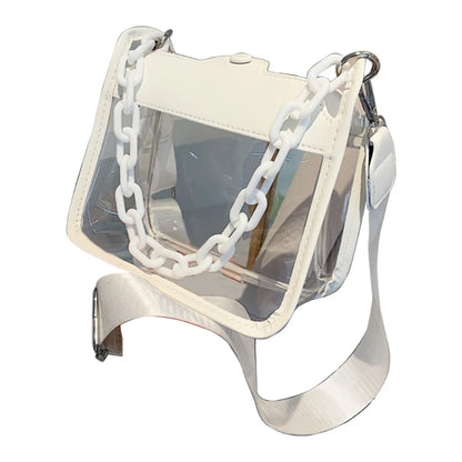 Summer Women Clear Transparent Crossbody Bag Female PVC Handbags and Purses Acrylic Chain Square Shoulder Bag