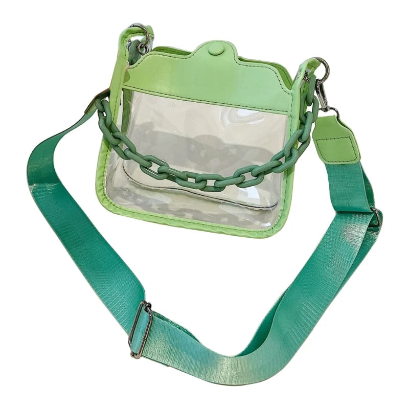 Summer Women Clear Transparent Crossbody Bag Female PVC Handbags and Purses Acrylic Chain Square Shoulder Bag