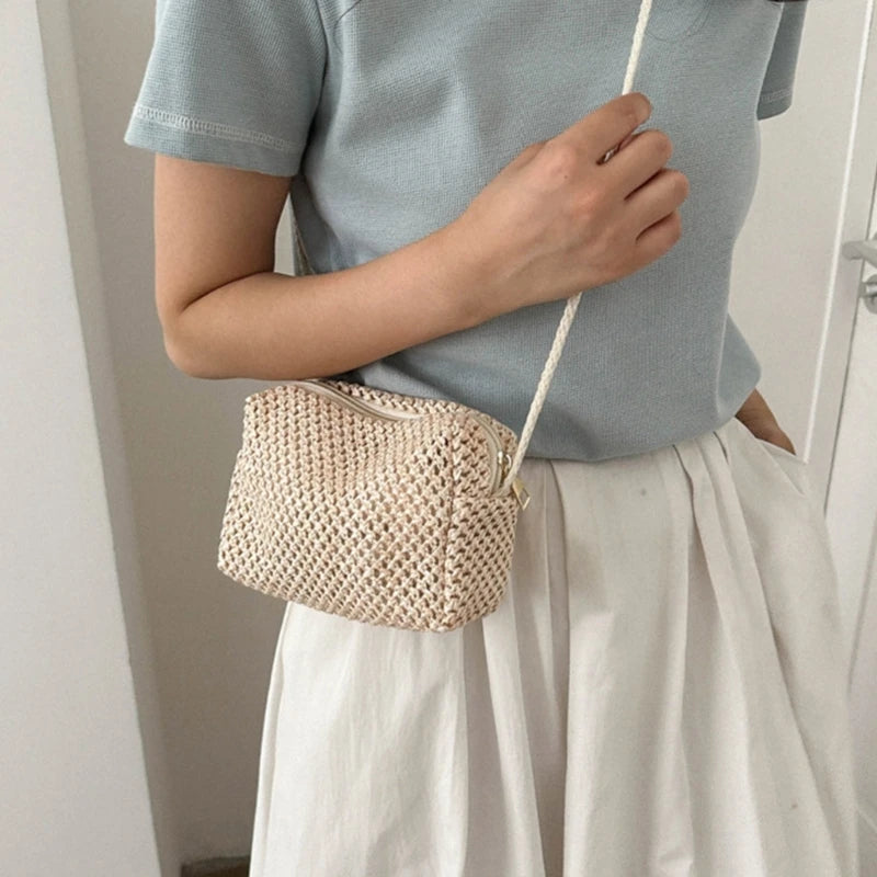 Summer Woven Tote Crossbody Bag Womens Straw Handbag Vacation Shoulder Bags