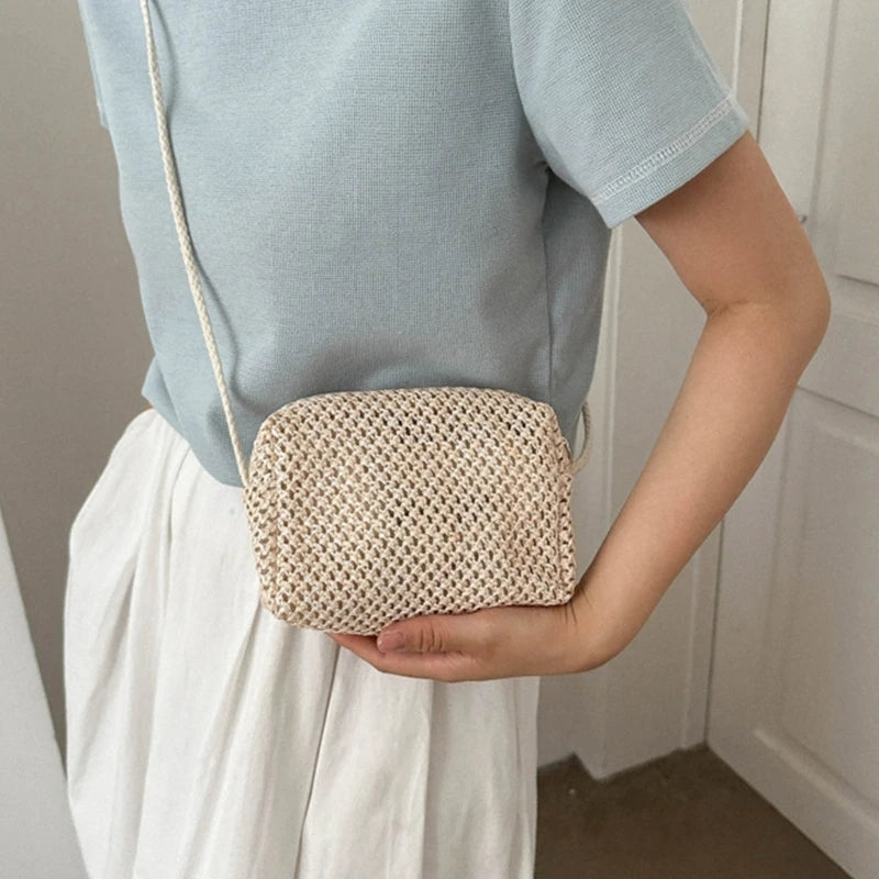 Summer Woven Tote Crossbody Bag Womens Straw Handbag Vacation Shoulder Bags