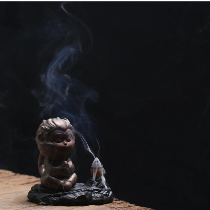 Sun Wukong Gilt Pottery Tea Pet Figurines Tea Ceremony Monkey King Statue Table Decoration Accessories Zen Car Ornament Monks