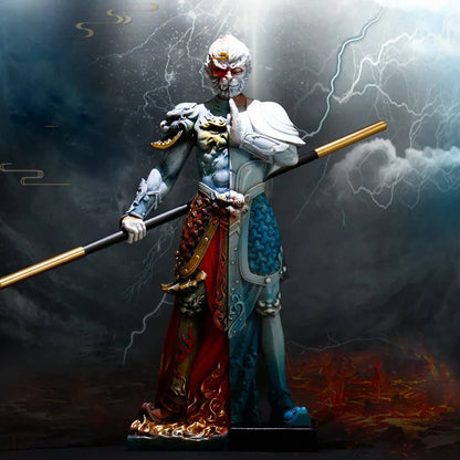 Sun Wukong God of War statue，Resin Art Painted Crafts，Movie Character Sculpture，Domineering home living room decorations 27cm