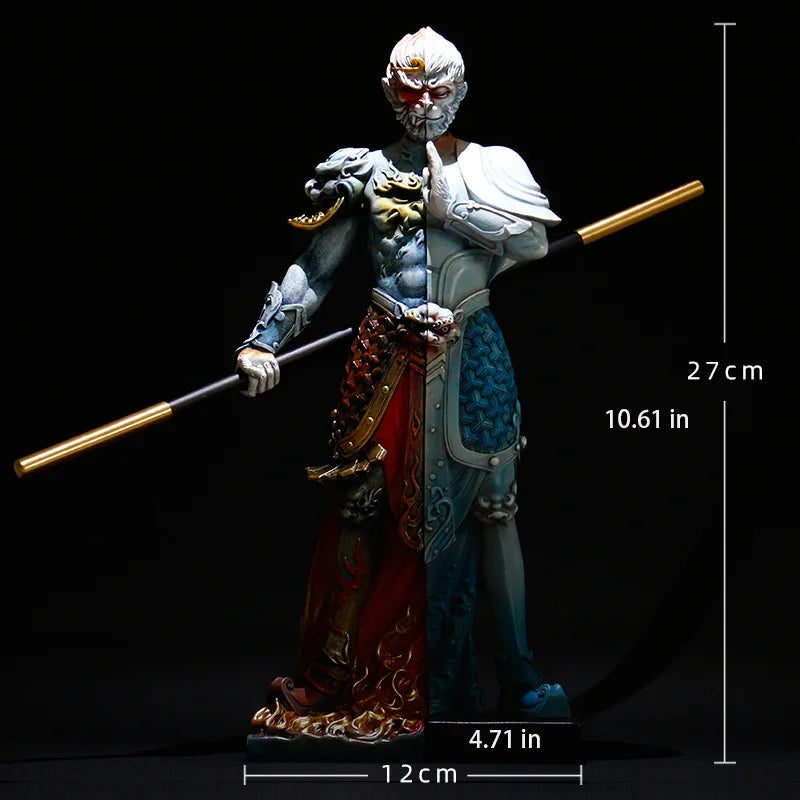 Sun Wukong God of War statue，Resin Art Painted Crafts，Movie Character Sculpture，Domineering home living room decorations 27cm