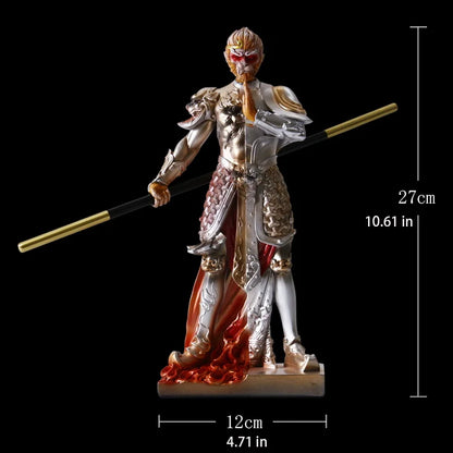 Sun Wukong God of War statue，Resin Art Painted Crafts，Movie Character Sculpture，Domineering home living room decorations 27cm