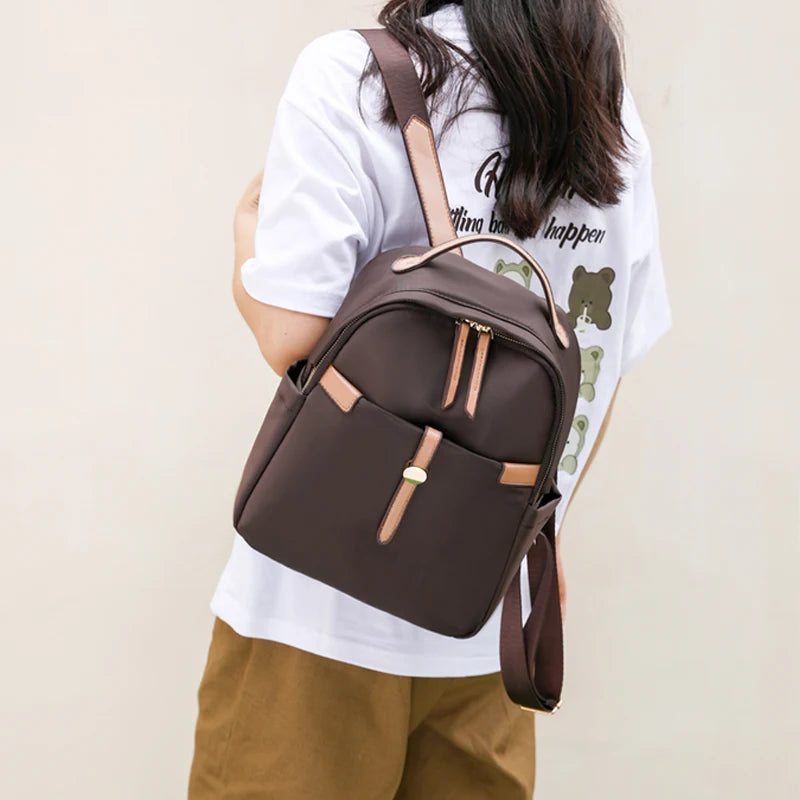 Super Light Waterproof Women's Backpacks High Quality Oxford Cloth School Bag For Girl Fashion Colorblock Design Ladies Backpack