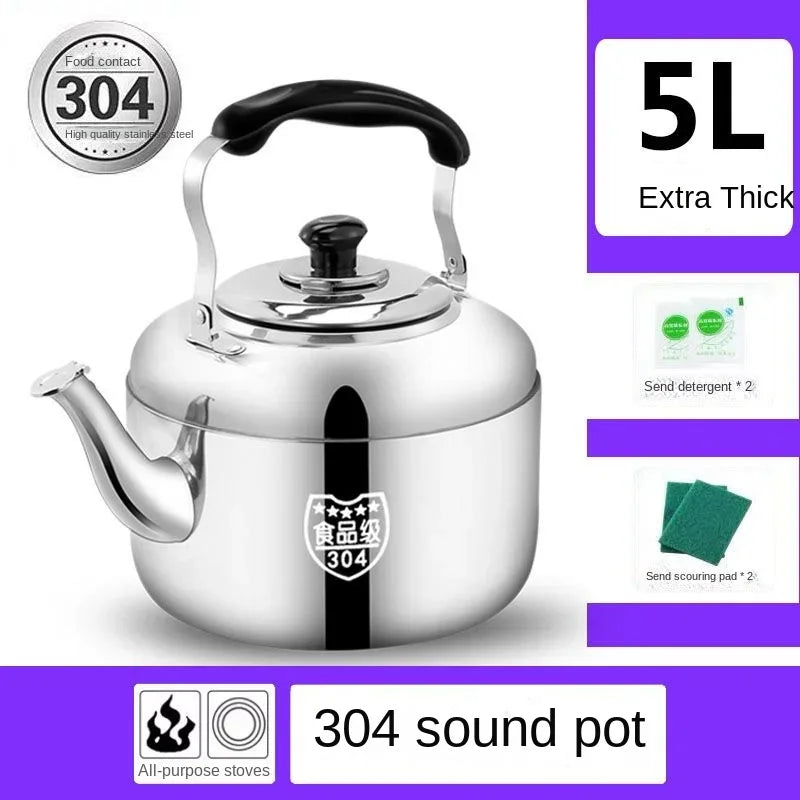 Super Thick 304 Stainless Steel Teapot with Large Capacity Whistle Gas Gas Electric Cooker Teapot with Kettle