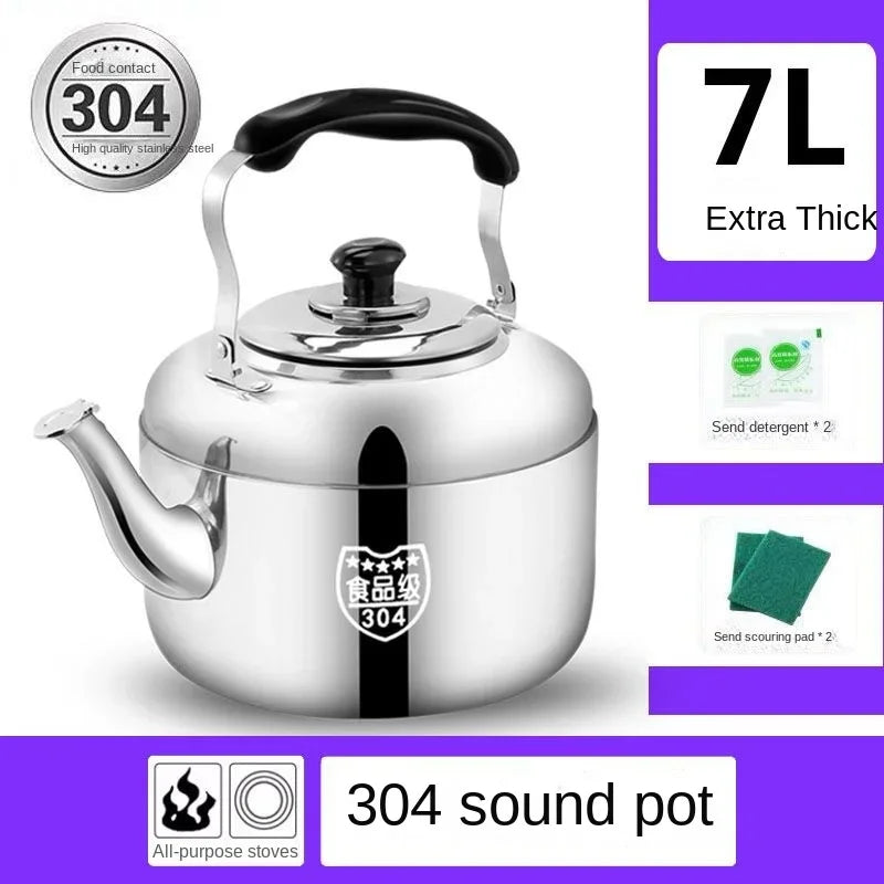 Super Thick 304 Stainless Steel Teapot with Large Capacity Whistle Gas Gas Electric Cooker Teapot with Kettle