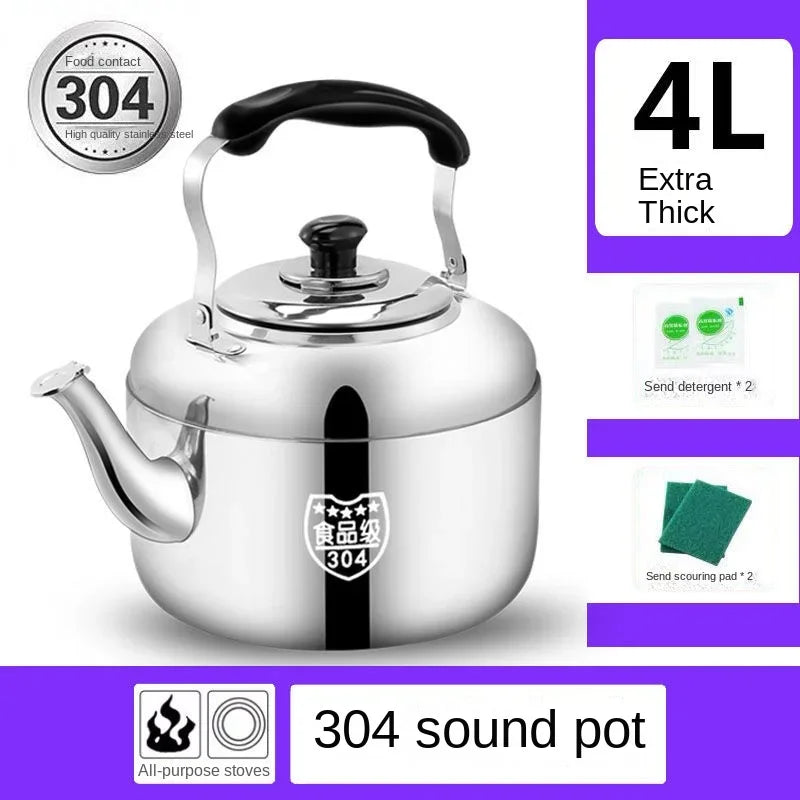 Super Thick 304 Stainless Steel Teapot with Large Capacity Whistle Gas Gas Electric Cooker Teapot with Kettle