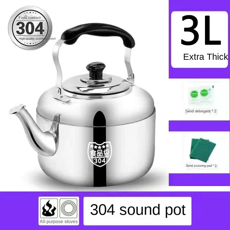 Super Thick 304 Stainless Steel Teapot with Large Capacity Whistle Gas Gas Electric Cooker Teapot with Kettle