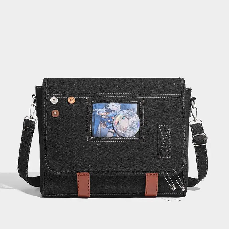 Sweet Gilrs Lolita Japanese Canvas Bags Female Cute Transparent Layer Denim Color ShoulderBags MessengerBags Itabags