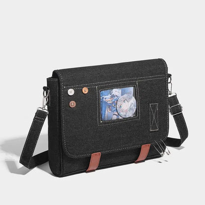 Sweet Gilrs Lolita Japanese Canvas Bags Female Cute Transparent Layer Denim Color ShoulderBags MessengerBags Itabags