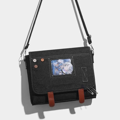 Sweet Gilrs Lolita Japanese Canvas Bags Female Cute Transparent Layer Denim Color ShoulderBags MessengerBags Itabags