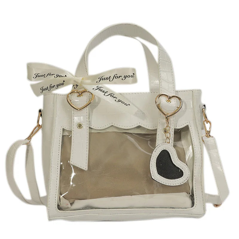 Sweet Gilrs Lolita Japanese HandBags Tote Students Cute Crocodile Grain Ribbon Heart Shaped Buckle Shoulder Bags Itabags