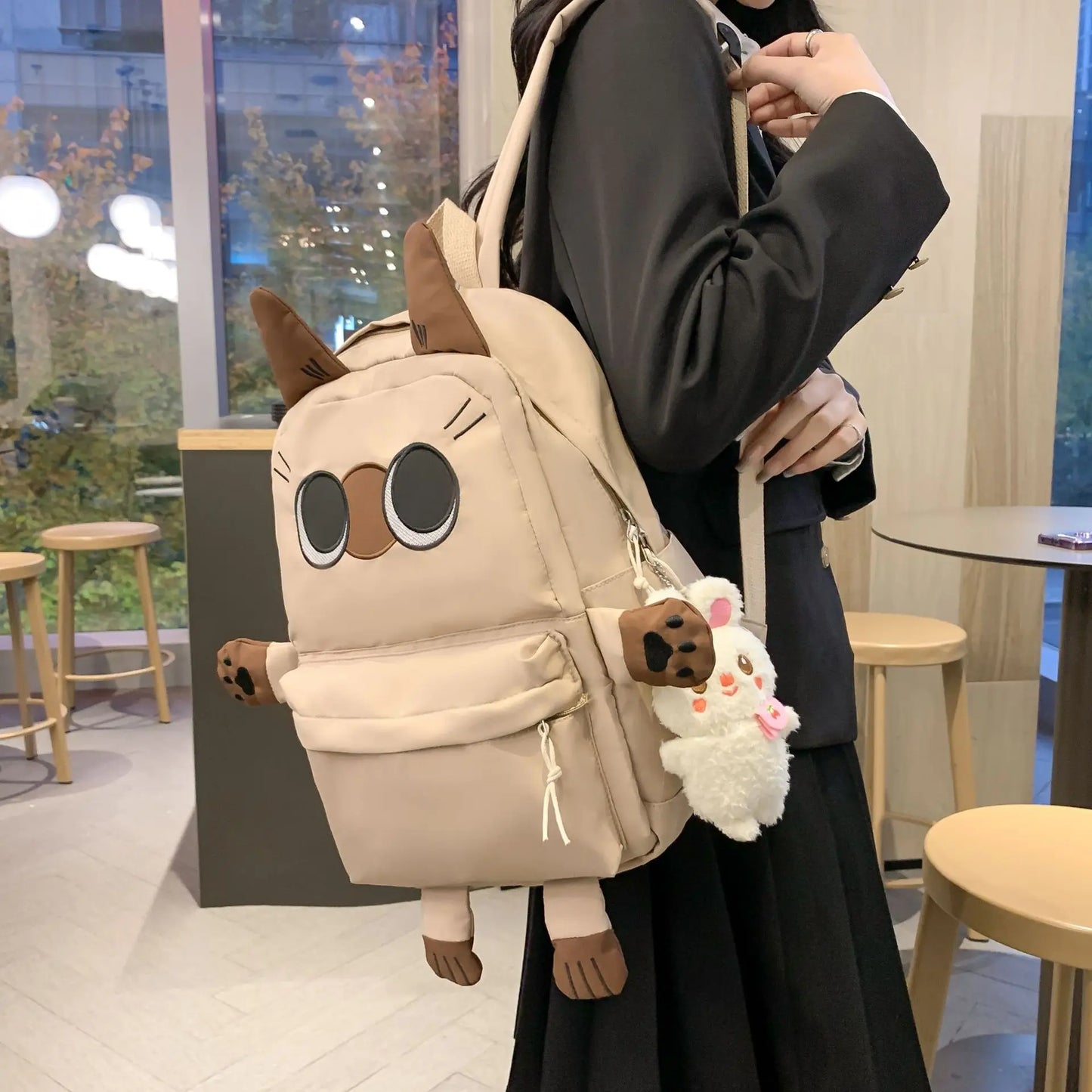 Sweet Girl Lolita Embroidery Cat Styling Backpacks Students Cute Rabbit Pendant Waterproof Laptop School Bags