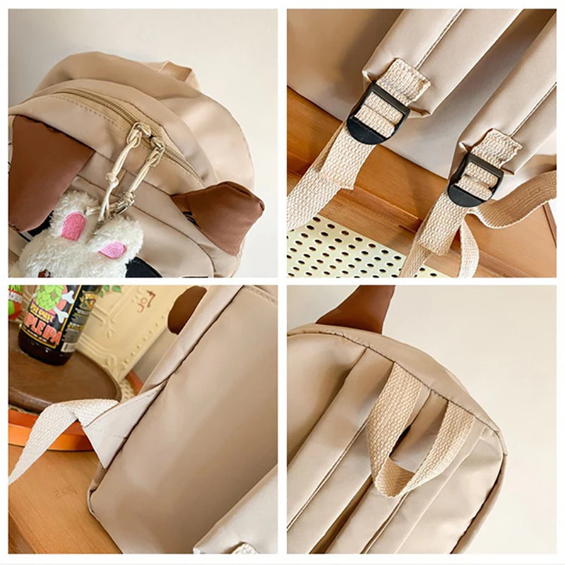 Sweet Girl Lolita Embroidery Cat Styling Backpacks Students Cute Rabbit Pendant Waterproof Laptop School Bags
