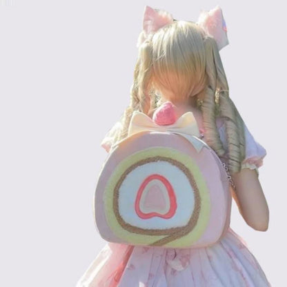 Sweet Girls Lolita Big Cake Backpacks,Students School Cute PU Satchel Shoulder Bags