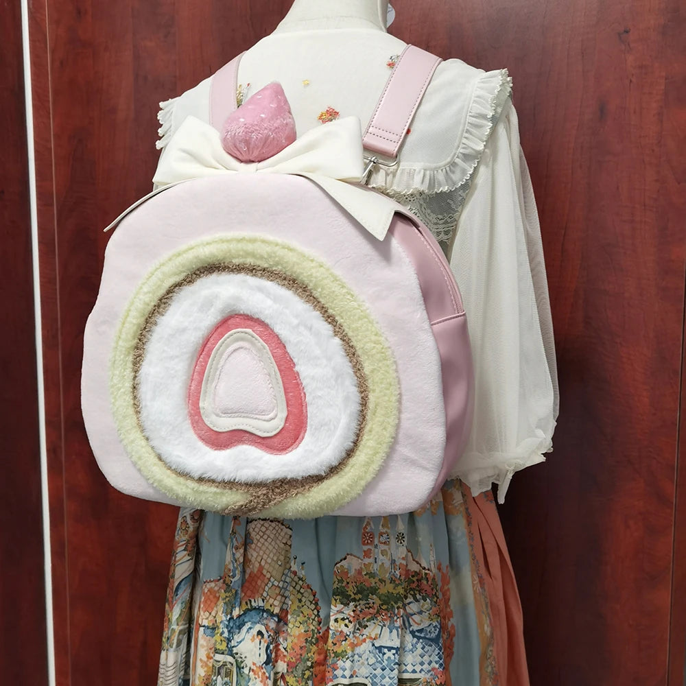 Sweet Girls Lolita Big Cake Backpacks,Students School Cute PU Satchel Shoulder Bags