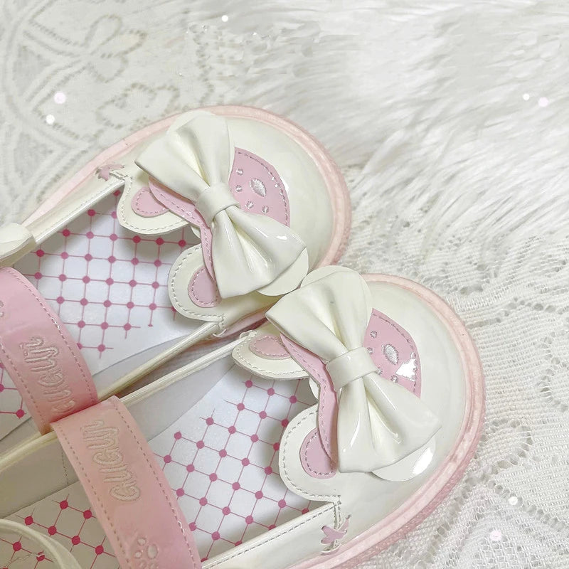 Sweet Girls Lolita Cute Bowknot Flat Shoes Monk Straps Kawaii Princess Shoes Mary Janes