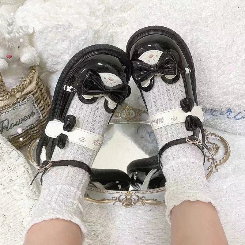 Sweet Girls Lolita Cute Bowknot Flat Shoes Monk Straps Kawaii Princess Shoes Mary Janes