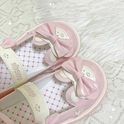 Sweet Girls Lolita Cute Bowknot Flat Shoes Monk Straps Kawaii Princess Shoes Mary Janes