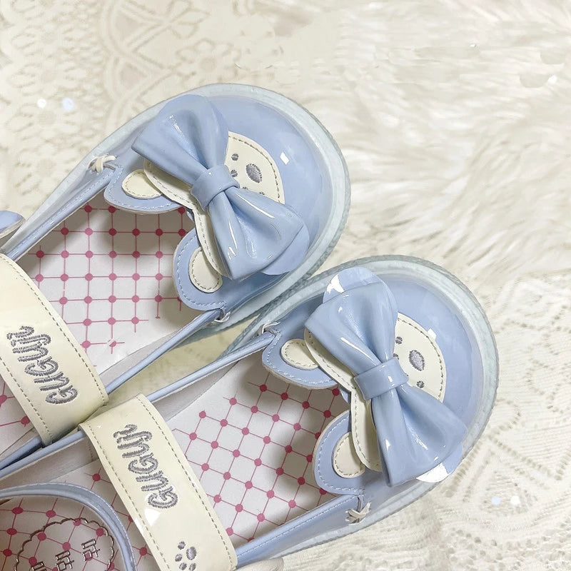 Sweet Girls Lolita Cute Bowknot Flat Shoes Monk Straps Kawaii Princess Shoes Mary Janes
