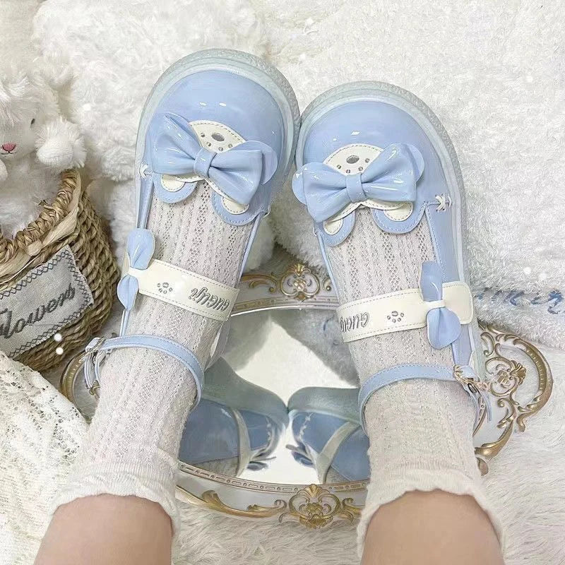 Sweet Girls Lolita Cute Bowknot Flat Shoes Monk Straps Kawaii Princess Shoes Mary Janes