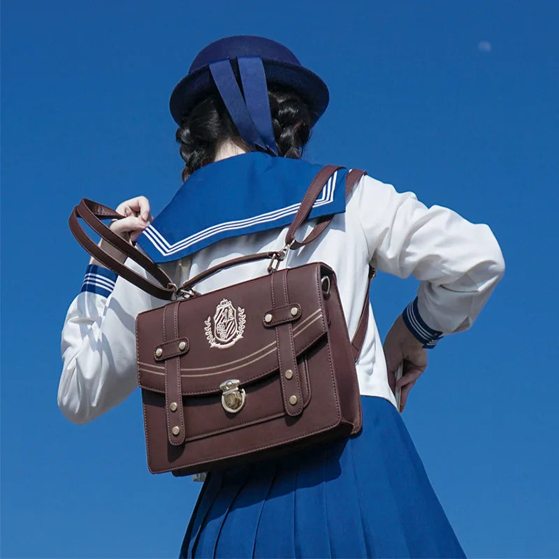 Sweet Girls Lolita JK Backpacks Satchels Handbags Cute Students Embroidery Badge School Shoulders Bags Briefcase Bookbags