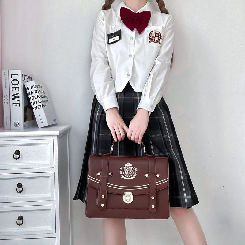 Sweet Girls Lolita JK Backpacks Satchels Handbags Cute Students Embroidery Badge School Shoulders Bags Briefcase Bookbags