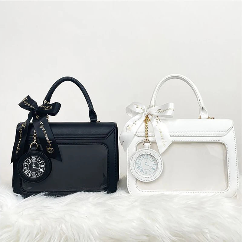Sweet Japan Style Lolita Girly Girl Cute HandBags Vangate Lock Pocket Watch Clear Shoulder Bags Transparent Itabags