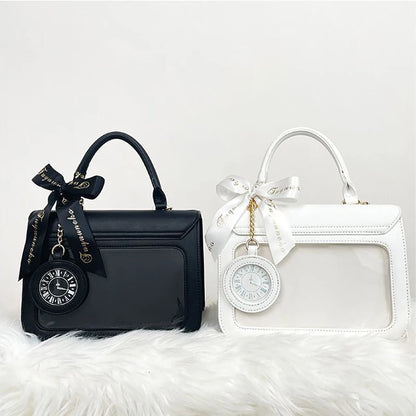 Sweet Japan Style Lolita Girly Girl Cute HandBags Vangate Lock Pocket Watch Clear Shoulder Bags Transparent Itabags