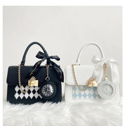 Sweet Japan Style Lolita Girly Girl Cute HandBags Vangate Lock Pocket Watch Clear Shoulder Bags Transparent Itabags