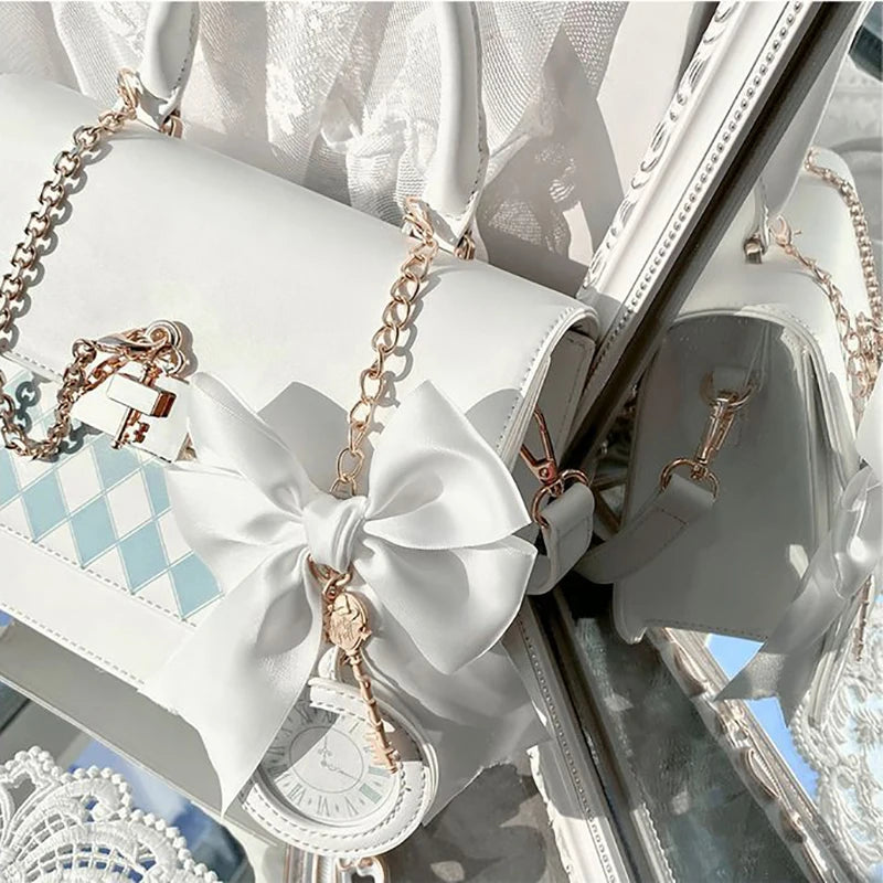 Sweet Japan Style Lolita Girly Girl Cute HandBags Vangate Lock Pocket Watch Clear Shoulder Bags Transparent Itabags