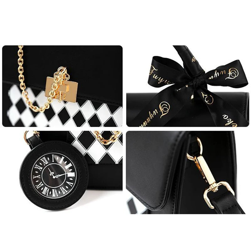 Sweet Japan Style Lolita Girly Girl Cute HandBags Vangate Lock Pocket Watch Clear Shoulder Bags Transparent Itabags