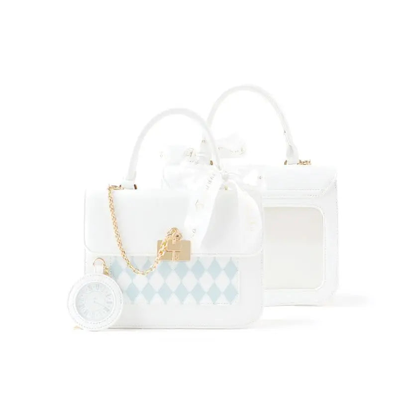 Sweet Japan Style Lolita Girly Girl Cute HandBags Vangate Lock Pocket Watch Clear Shoulder Bags Transparent Itabags