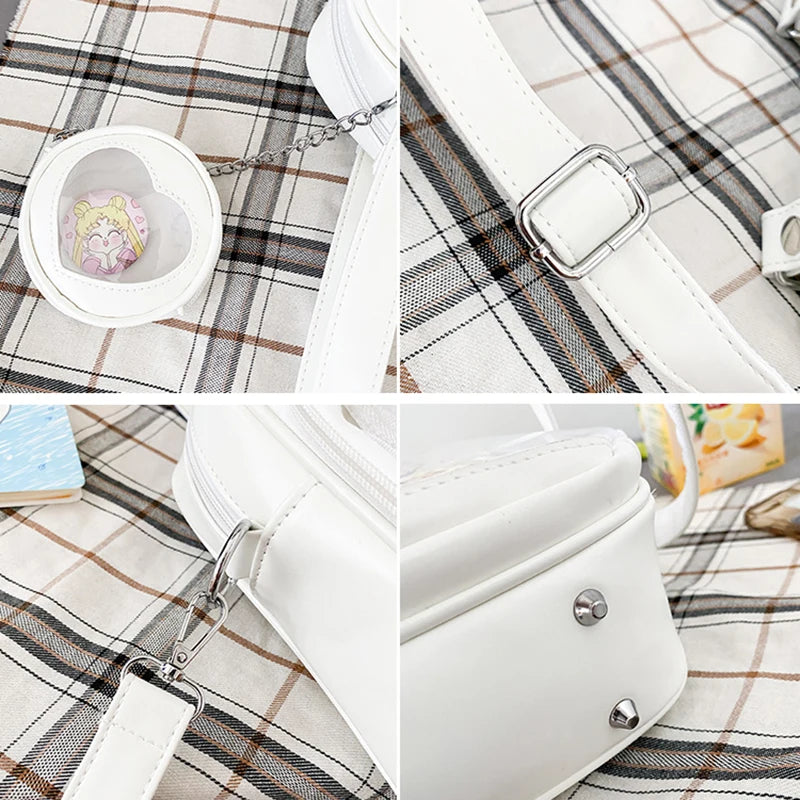 Sweet Japan Style Lolita Girly Girl JK Anime HandBags Women PU Shoulder Bags Kawaii Transparent Heart Itabags Bolso