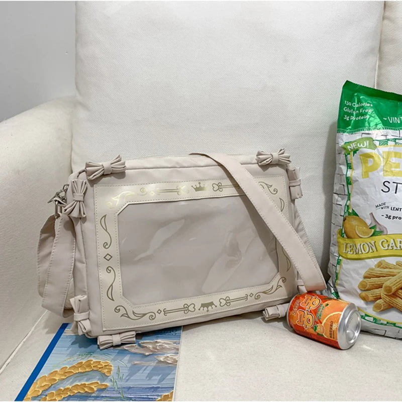 Sweet Japan Style Lolita Girly Girl JK Shoulder Bags Students Transparent Window Kwaii Bowknots HandBags Tote Itabag