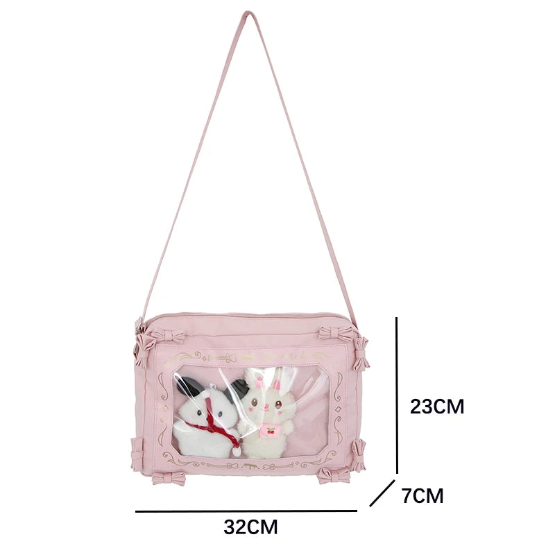 Sweet Japan Style Lolita Girly Girl JK Shoulder Bags Students Transparent Window Kwaii Bowknots HandBags Tote Itabag