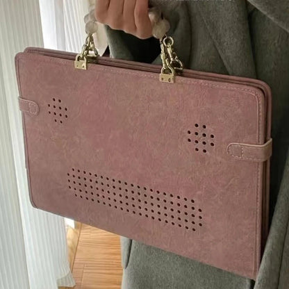 Sweet Lolita Girl Pink Cat Laptop Bags Briefcase Pearl Bracelet Cute Computer Case Handbags bolso laptop mujer