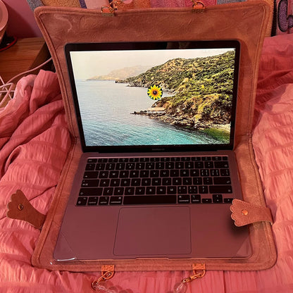 Sweet Lolita Girl Pink Cat Laptop Bags Briefcase Pearl Bracelet Cute Computer Case Handbags bolso laptop mujer