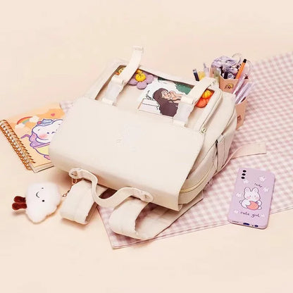 Sweet Preppy Style Girl Lolita Sweet Backpacks Women Multi Pockets Transparent Window Cute Cloud HandBags School Bags Cartable