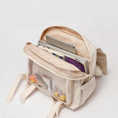 Sweet Preppy Style Girl Lolita Sweet Backpacks Women Multi Pockets Transparent Window Cute Cloud HandBags School Bags Cartable