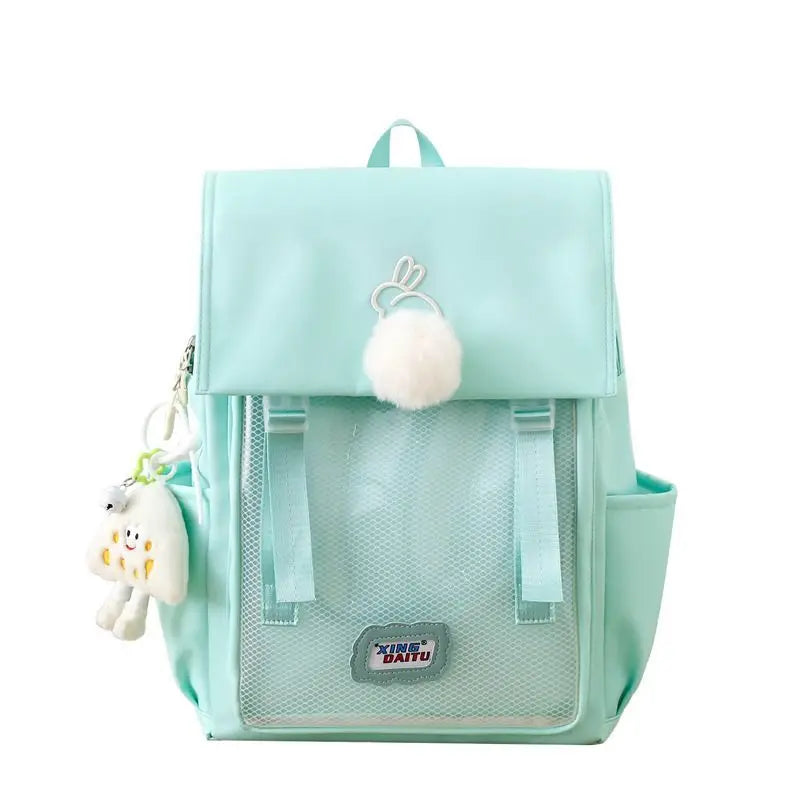 Sweet Preppy Style Girls Lolita High Capacity Backpacks HandBags Students School Cute Pendant Solid Shoulder Bags