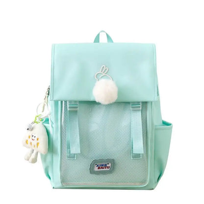 Sweet Preppy Style Girls Lolita High Capacity Backpacks HandBags Students School Cute Pendant Solid Shoulder Bags