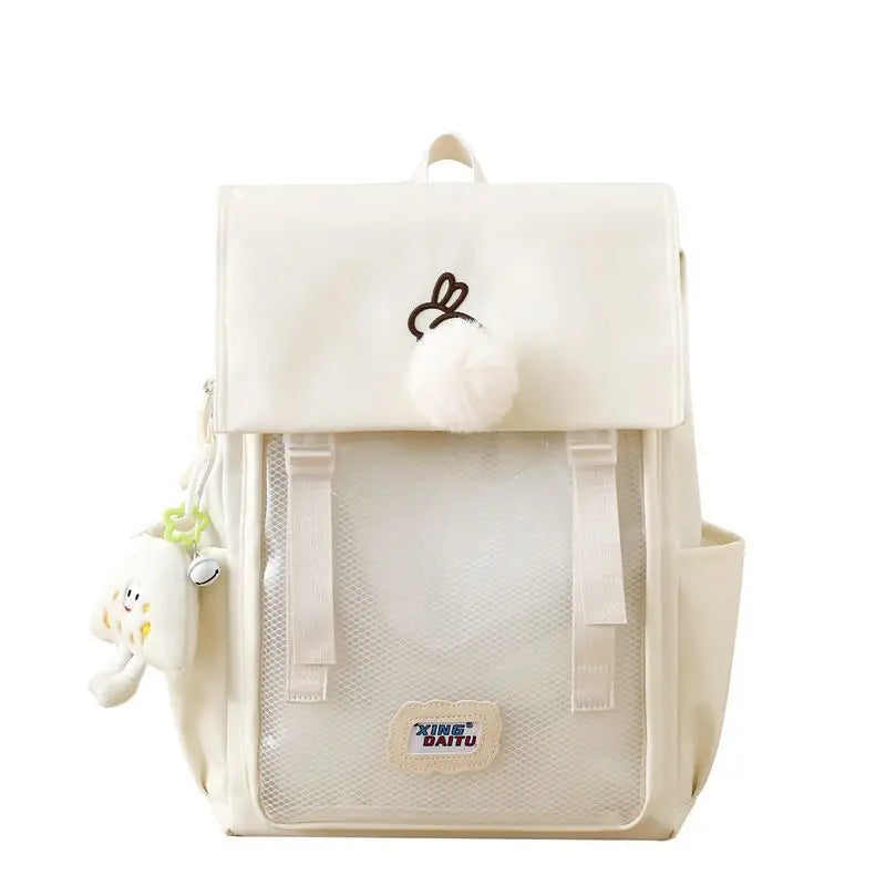 Sweet Preppy Style Girls Lolita High Capacity Backpacks HandBags Students School Cute Pendant Solid Shoulder Bags