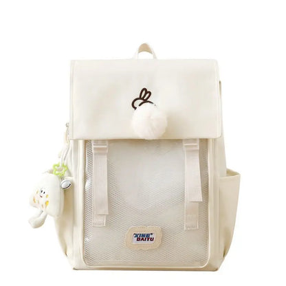 Sweet Preppy Style Girls Lolita High Capacity Backpacks HandBags Students School Cute Pendant Solid Shoulder Bags