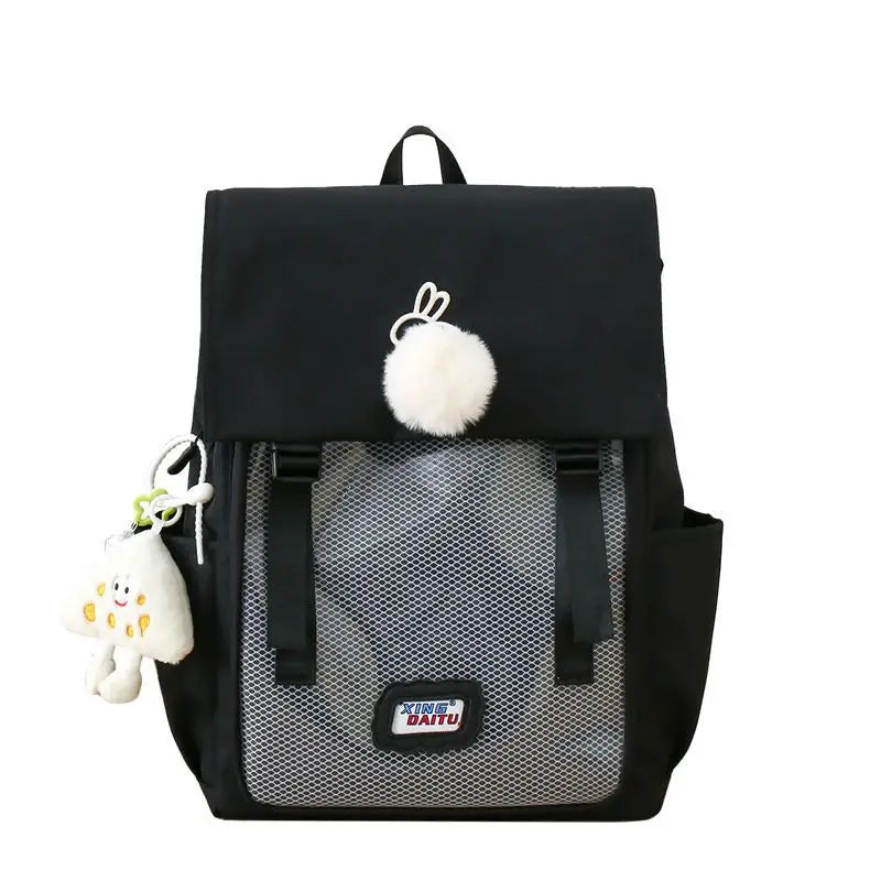 Sweet Preppy Style Girls Lolita High Capacity Backpacks HandBags Students School Cute Pendant Solid Shoulder Bags