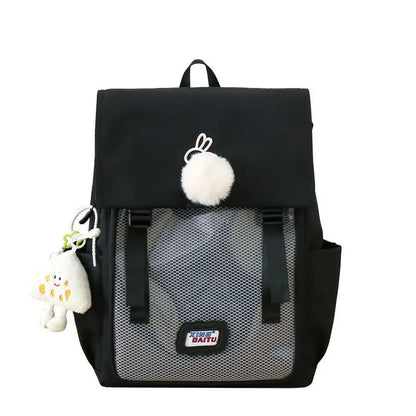 Sweet Preppy Style Girls Lolita High Capacity Backpacks HandBags Students School Cute Pendant Solid Shoulder Bags