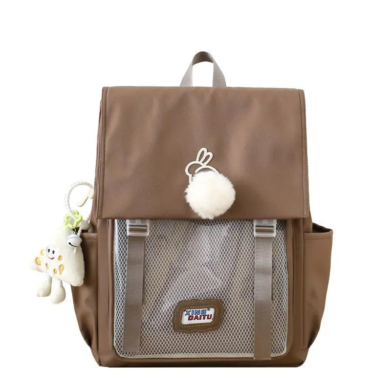 Sweet Preppy Style Girls Lolita High Capacity Backpacks HandBags Students School Cute Pendant Solid Shoulder Bags