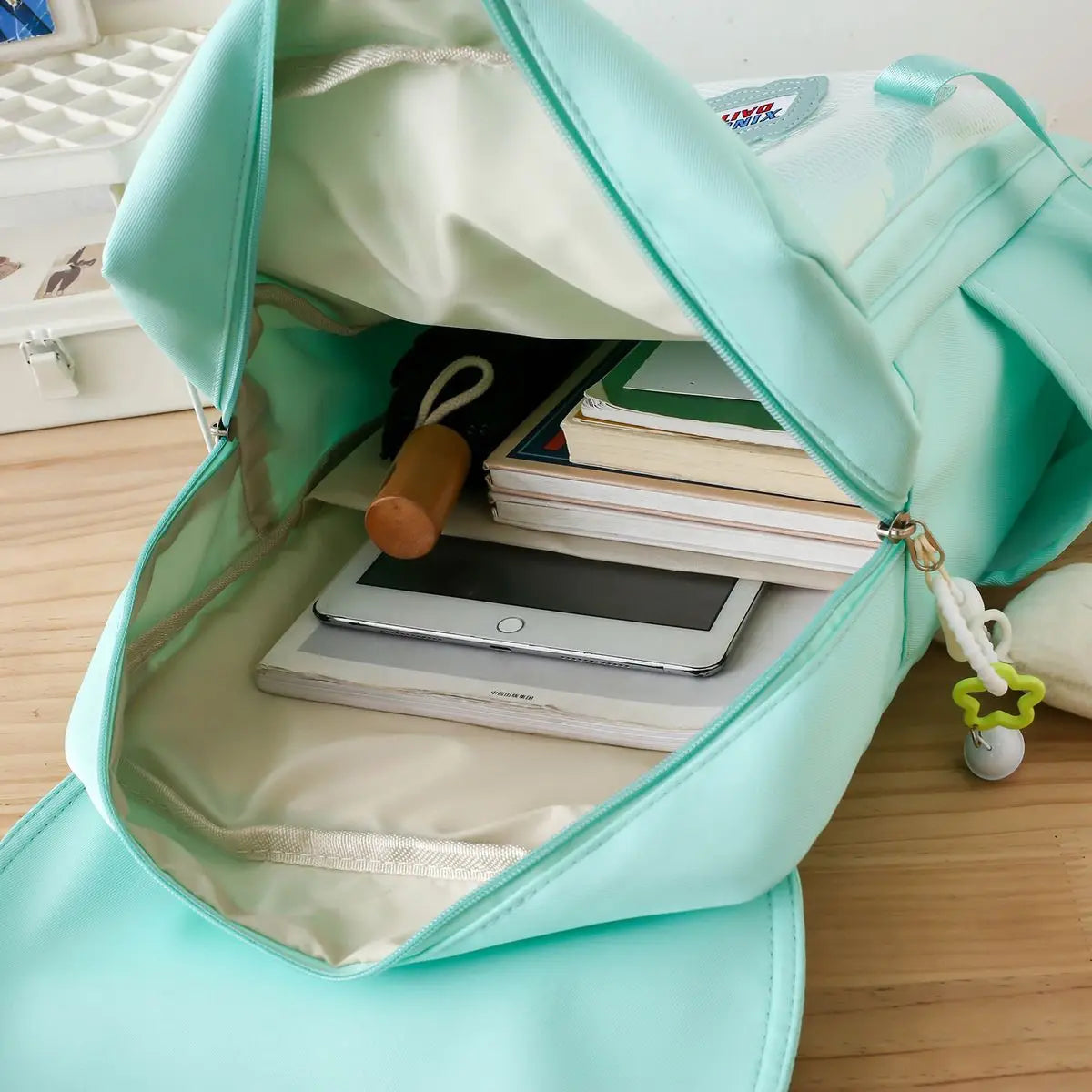 Sweet Preppy Style Girls Lolita High Capacity Backpacks HandBags Students School Cute Pendant Solid Shoulder Bags